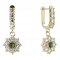 BG circular earring 030-96 - Metal: White gold 585, Stone: Moldavit and garnet