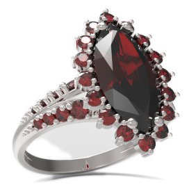 BG prsten s oválným kamenem 513-G Stříbro 925 - rhodium Granát