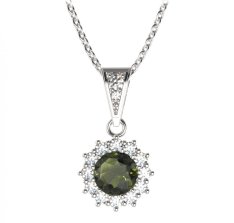 BG přívěs kulatý 098-1 Stříbro 925 - rhodium Vltavín a  kubický zirkon