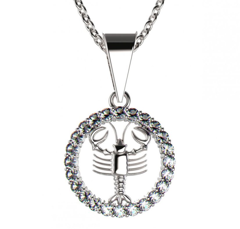 BeKid dětský zlatý přívěsek 052 rak Bílé zlato - 585 Diamant