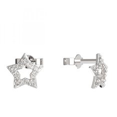 BG zlaté náušnice hvězdička 826 Bílé zlato - 585 Diamant