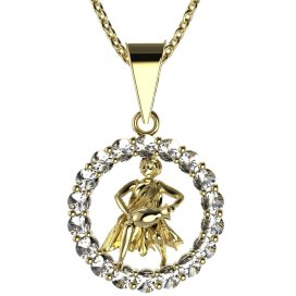 BG zlatý diamantový přívěšek Vodnář 044 Žluté zlato - 585 Diamant lab-grown
