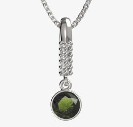 BG zlatý přívěšek 724 Bílé zlato - 585 Vltavín a diamant