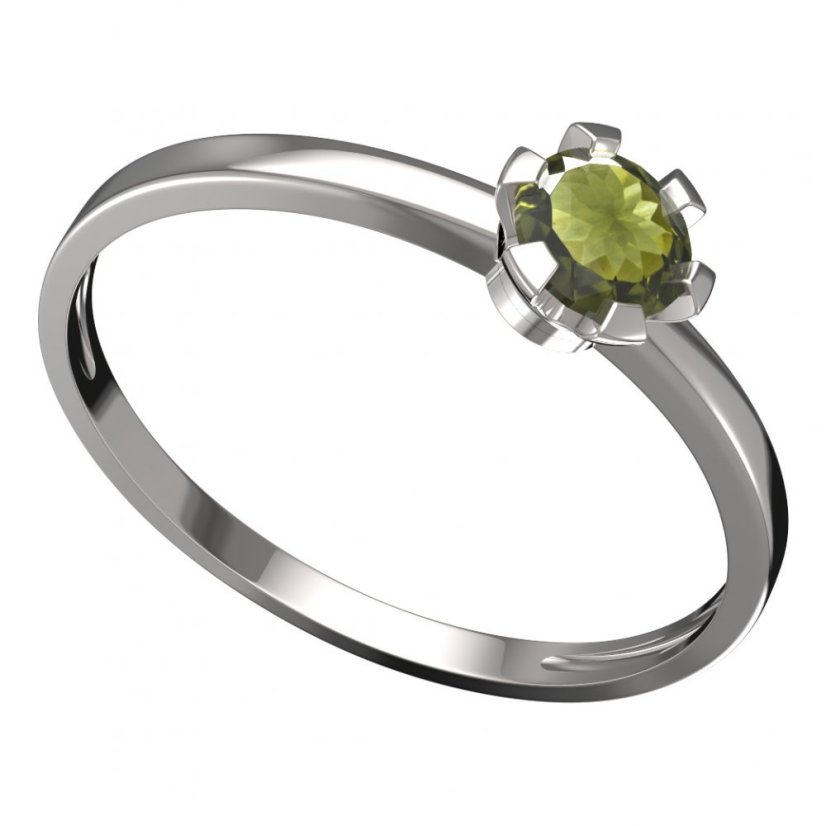 BG vltavínový prsten 556C Bílé zlato - 585 Vltavín