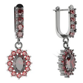 BG oválné náušnice 298-96 Stříbro 925 - ruthenium (30-90dní) Granát