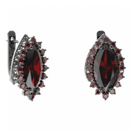 BG náušnice s centrálním oválným kamenem 513-90 Stříbro 925 - ruthenium (30-90dní) Granát