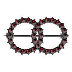 BG brož 027 Stříbro 925 - ruthenium (30-90dní) Granát