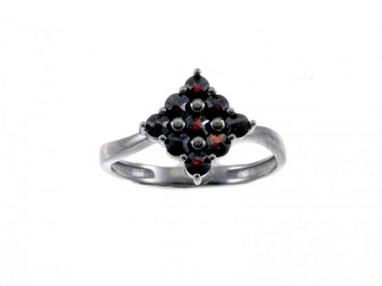 BG prsten přírodní granát  940 - Kov: Stříbro 925 - rhodium, Kámen: Granát