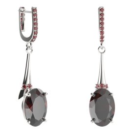 BG náušnice s centrálním oválným kamenem 480-C91 Stříbro 925 - rhodium Granát