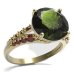 BG prsten s kulatým kamenem 475-G - Kov: Stříbro 925 - rhodium, Kámen: Vltavín a granát