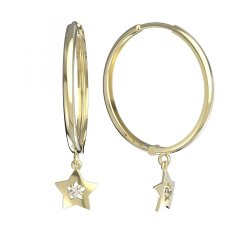 BG zlaté náušnice hvězdička 824 Žluté zlato - 585 Diamant