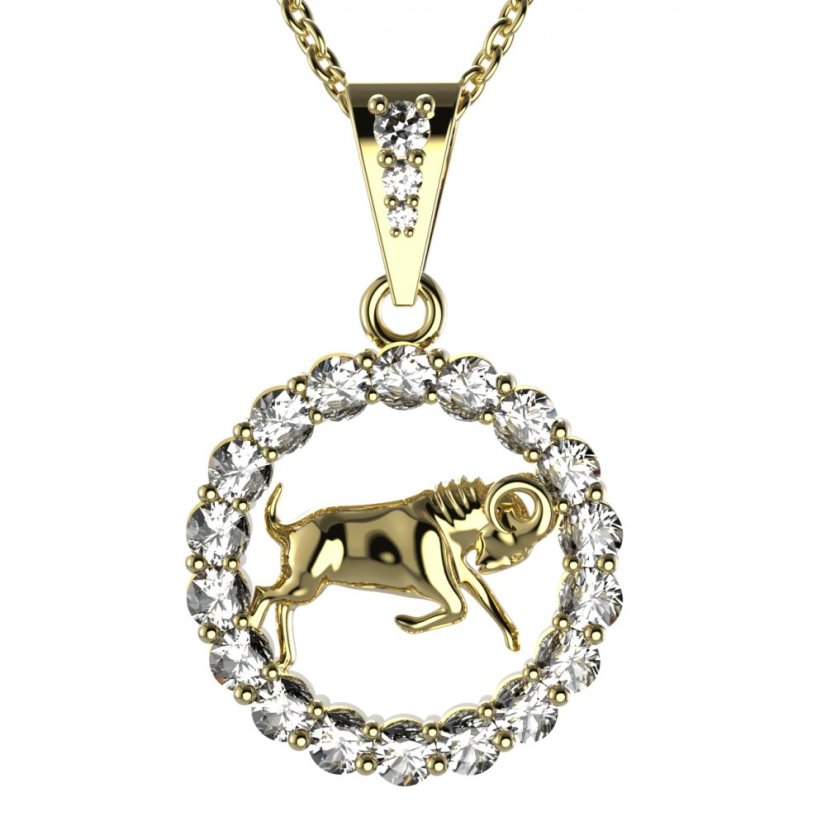 BG zlatý diamantový přívěšek Beran 044 Žluté zlato - 585 Diamant lab-grown