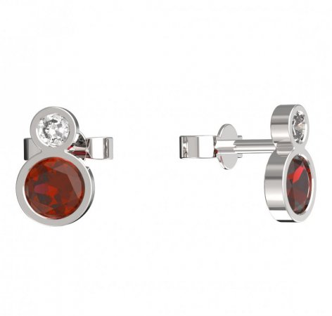 BeKid, Gold kids earrings -864 - Switching on: Puzeta, Metal: White gold 585, Stone: Red cubic zircon