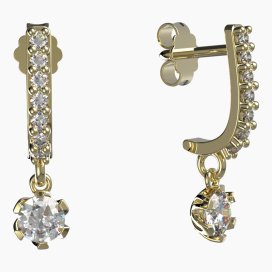 BG zlaté diamantové náušnice 870 Žluté zlato - 585 Diamant lab-grown