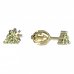 BeKid, Gold kids earrings -773 - Switching on: Screw, Metal: Yellow gold 585, Stone: Green cubic zircon