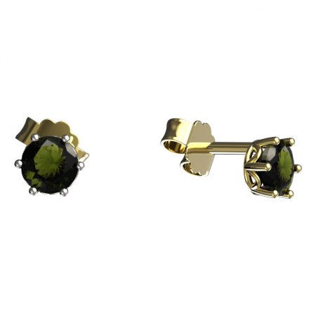 BG moldavit earrings - 1294 - Switching on: Puzeta, Metal: Yellow gold 585, Stone: Moldavite