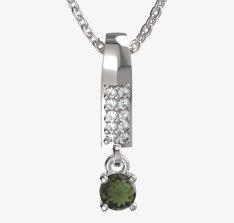 BG zlatý přívěšek 725 Bílé zlato - 585 Vltavín a diamant