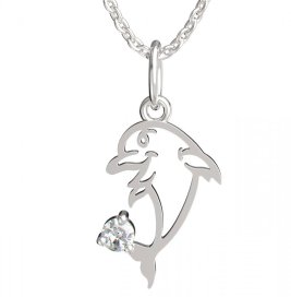BeKid dětský přívěšek delfínek 1183 Bílé zlato - 585 Diamant