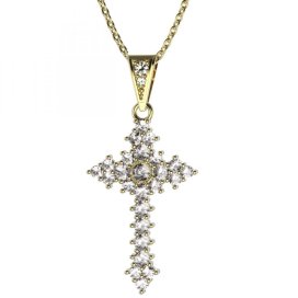 BG zlatý diamantový přívěšek křížek 264 Žluté zlato - 585 Diamant lab-grown