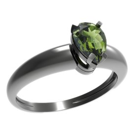 BG prsten s kapkovitým kamenem 495-I Stříbro 925 - ruthenium (30-90dní) Vltavín