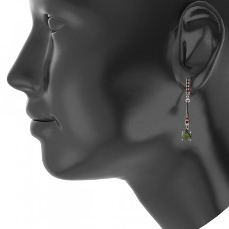BG earring circular 474-B94 - Metal: Silver 925 - rhodium, Stone: Garnet