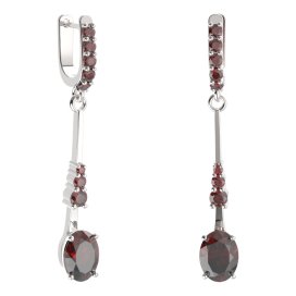 BG náušnice s centrálním oválným kamenem 478-B93 Stříbro 925 - rhodium Granát
