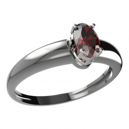 BG ring oval 477-I - Metal: Silver 925 - ruthenium, Stone: Garnet