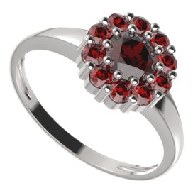 BG prsten kulatý 628-I Stříbro 925 - rhodium Granát