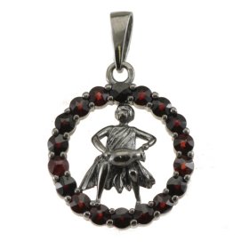 Stříbrný přívěsek s českým granátem, ruthenium – 044 (UG04044B)