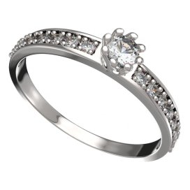 BG zlatý prstýnek 554 E Bílé zlato - 585 Diamant
