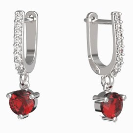 BG zlaté náušnice 783 Bílé zlato - 585 Červený kubický zirkon
