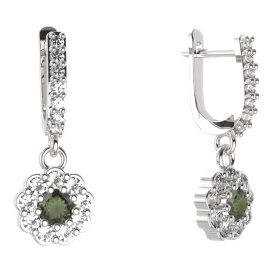 BG kulaté náušnice 453-84 Stříbro 925 - rhodium Vltavín a kubický zirkon