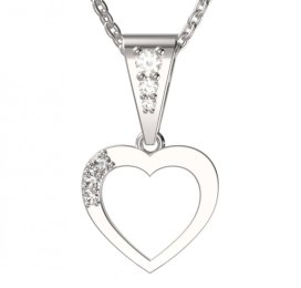 BG zlatý diamantový přívěšek srdíčko 1256 Bílé zlato - 585 Diamant lab-grown