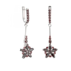 BG náušnice ve tvaru hvězdy 521-B94 Stříbro 925 - rhodium Granát