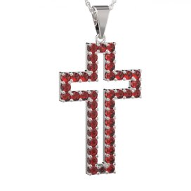 Zlatý přívěsek křížek s červeným zirkonem, bílé zlato 585 – 238 (ZI44238b)