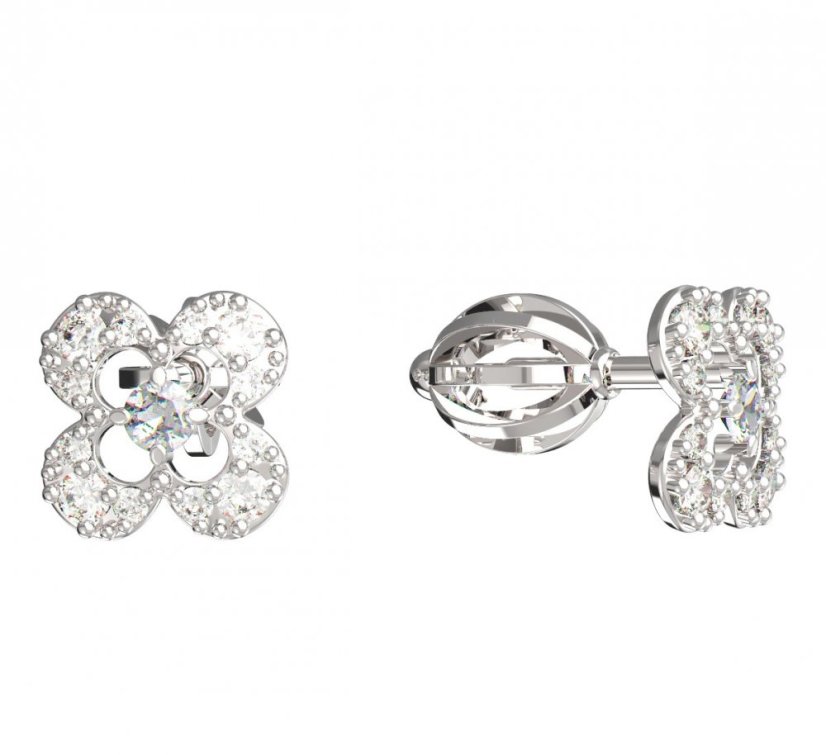 BeKid dětské náušnice čtyřlístek 830 Bílé zlato - 585 Diamant