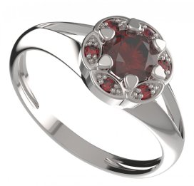 BG prsten kulatý 994-V Stříbro 925 - rhodium Granát