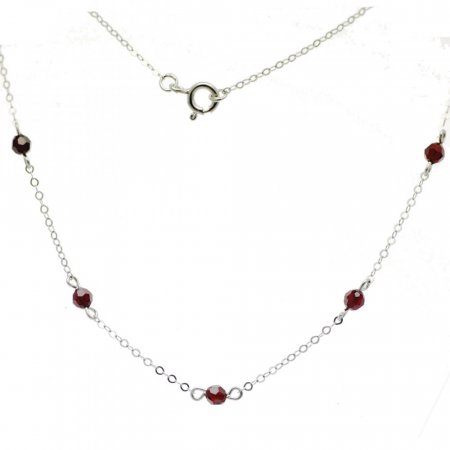 BG garnet necklace 031B - Metal: Silver 925 - rhodium, Stone: Garnet