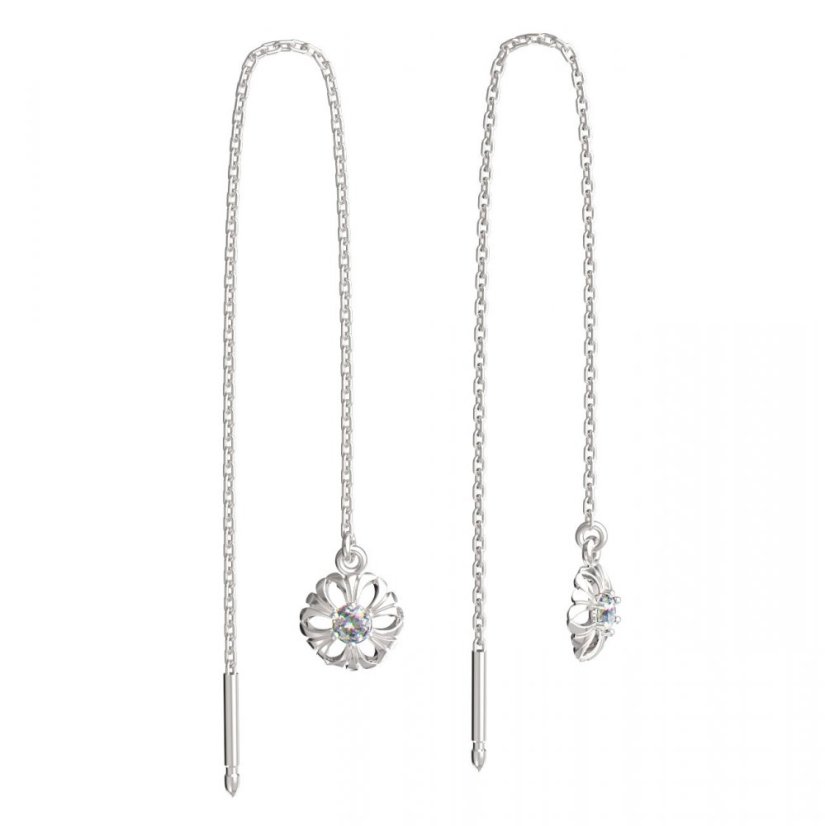 BeKid dětské náušnice kvítek 607 Bílé zlato - 585 Diamant
