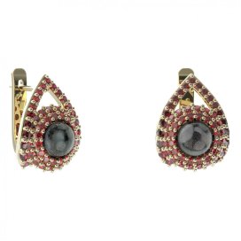 BG náušnice s přírodní perlou 540-90 Stříbro 925 - pozlacené Granát a tahiti perla