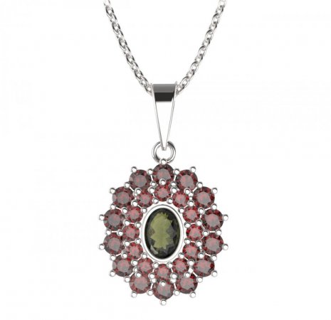 BG pendant oval 021-0 - Metal: Silver 925 - rhodium, Stone: Garnet