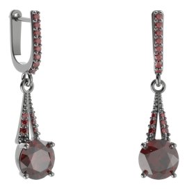 BG náušnice kruhového tvaru 474-G91 Stříbro 925 - ruthenium (30-90dní) Granát