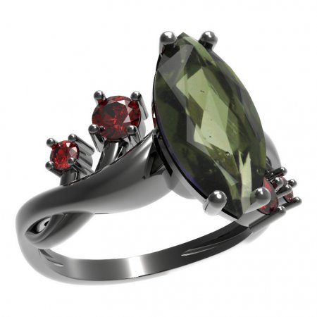 BG prsten s oválným kamenem 481-P - Kov: Stříbro 925 - rhodium, Kámen: Granát