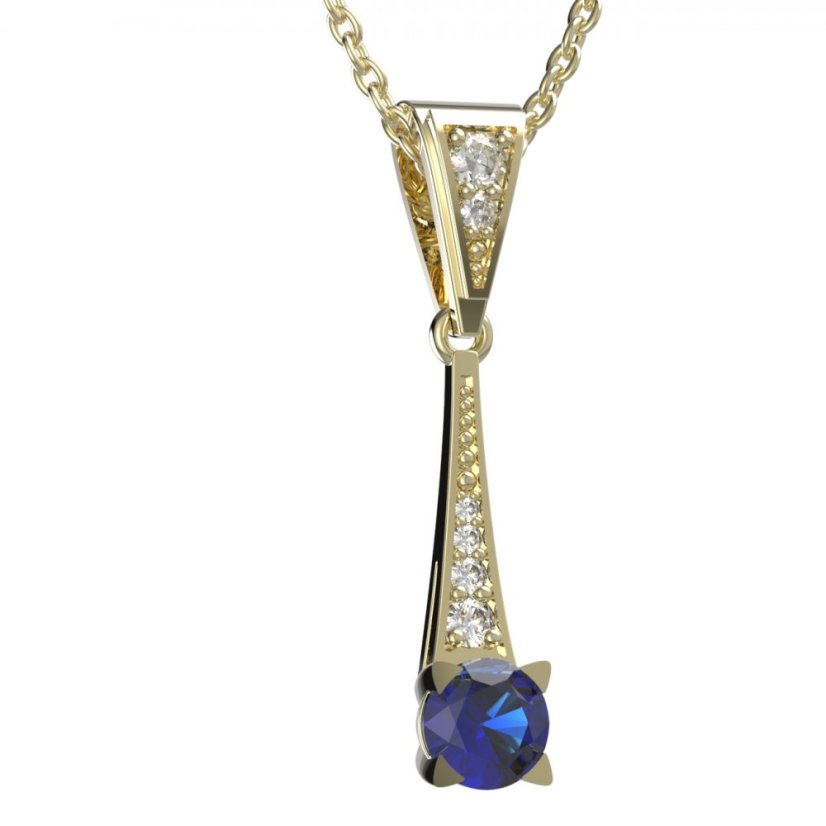 BG zlatý přívěšek  985 Žluté zlato - 585 Tmavě modrý kubický zirkon