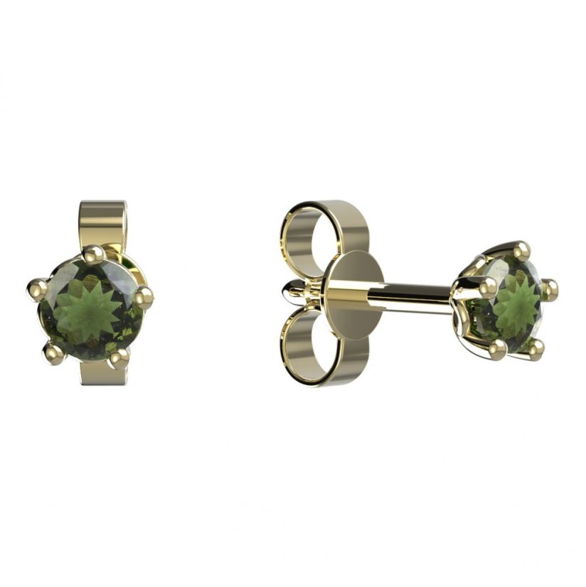 BG vltavínové náušnice 873 Žluté zlato - 585 Vltavín