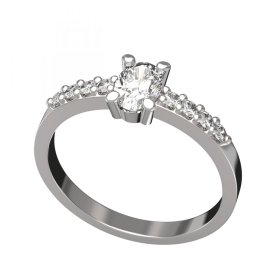 BG zlatý diamantový prstýnek 710 Bílé zlato - 585 Diamant lab-grown