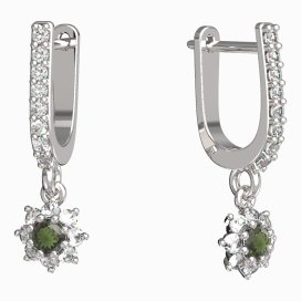 BG vltavínové náušnice 886 Bílé zlato - 585 Vltavín a diamant