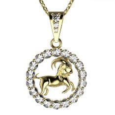 BG zlatý diamantový přívěšek Kozoroh 044 Žluté zlato - 585 Diamant lab-grown