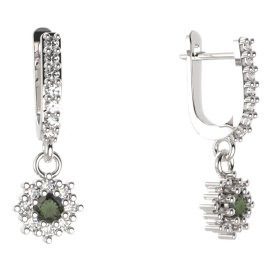 BG kulaté náušnice 320-84 Stříbro 925 - rhodium Vltavín a kubický zirkon