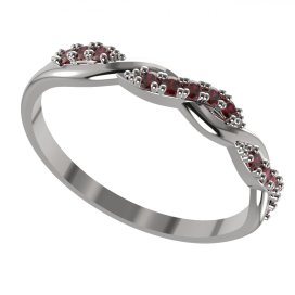 BG granátový  prstýnek 1148 Bílé zlato - 585 Granát